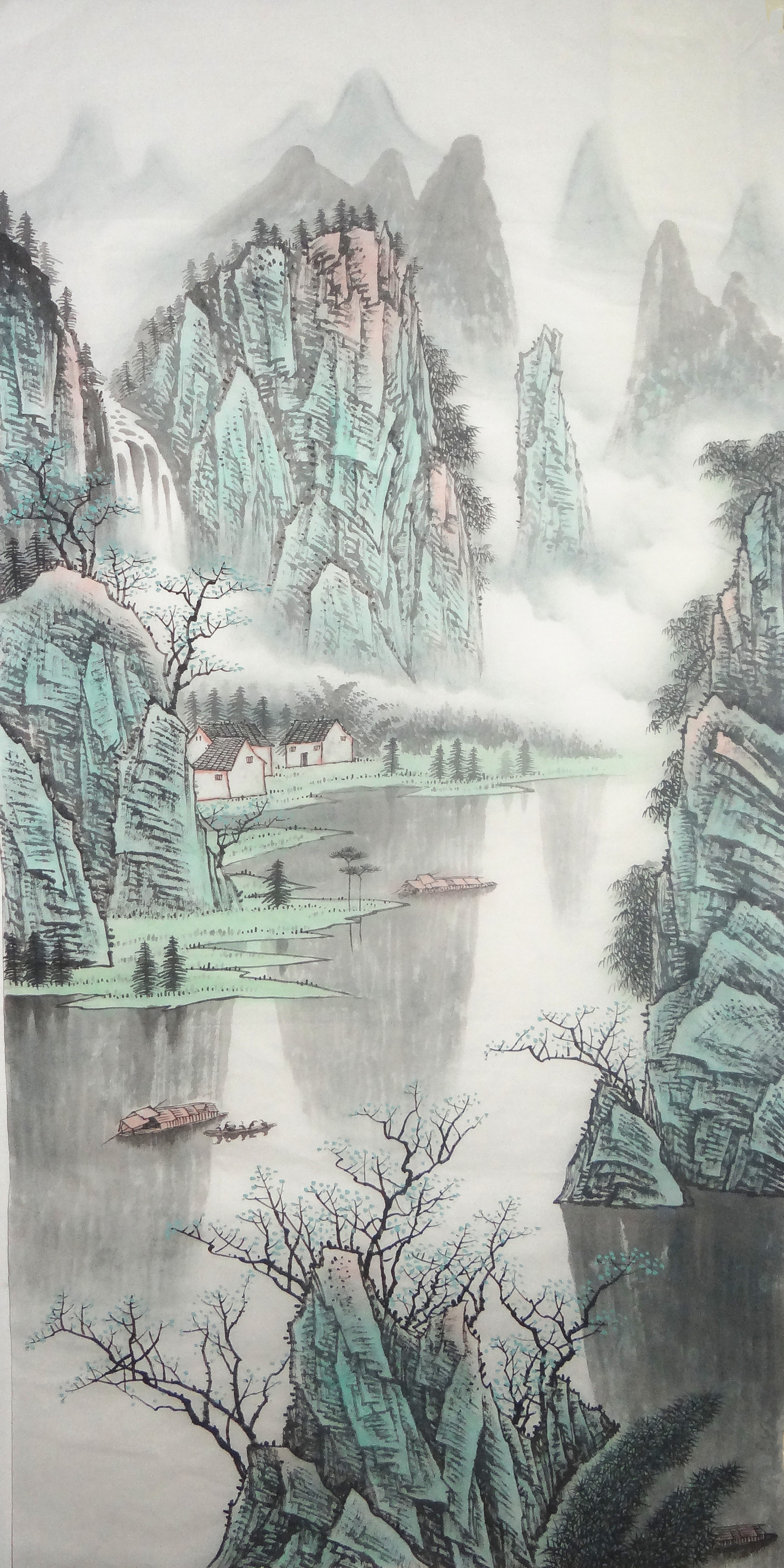 国画桂林直销条幅画芯风水山水画漓江竖幅风格国画