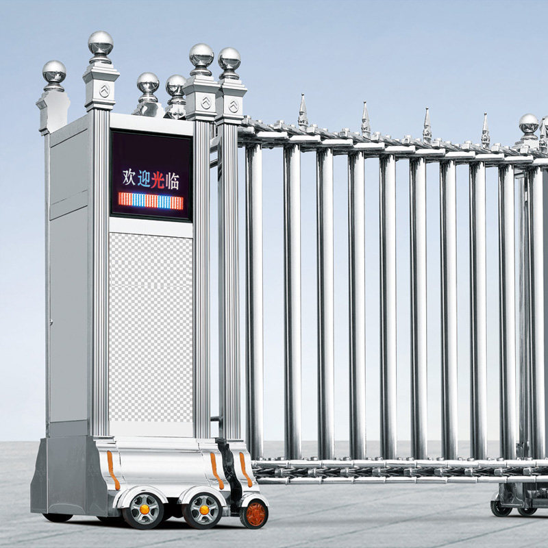 高档铝合金自动伸缩门 伸缩门电动大门庭院学校工厂推拉折叠大门