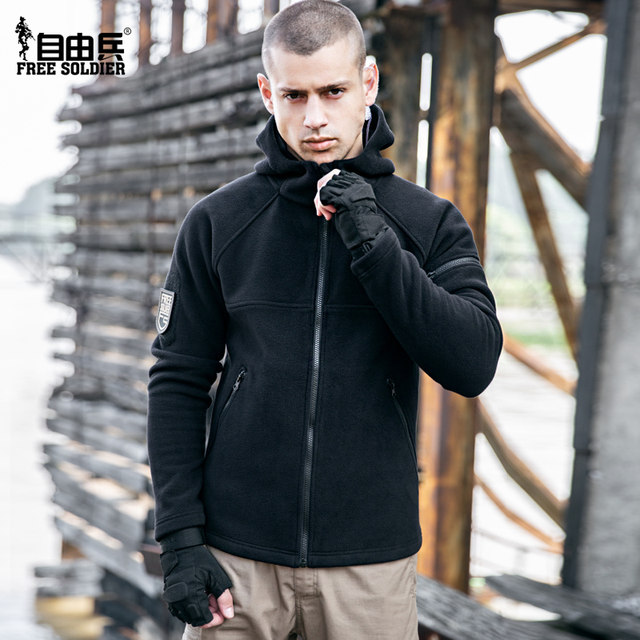 Freedom soldier outdoor autumn and winter cardigan fleece fleece men's sports jacket double-sided plus fleece sweater thickened fleece jacket Freedom soldier outdoor autumn and winter cardigan fleece fleece men's sports jacket double-sided plus fleece sweater thickened fleece jacket