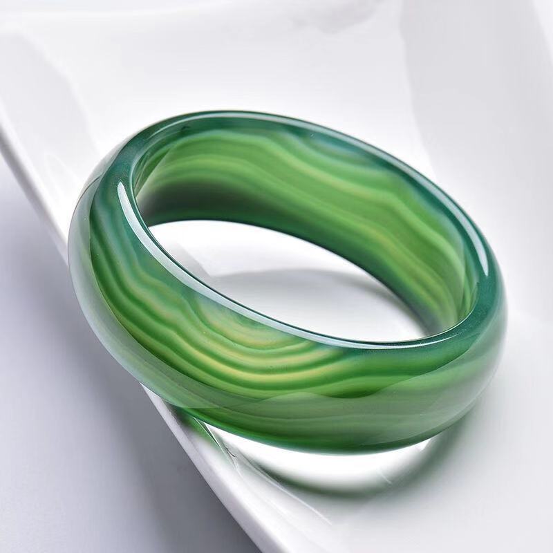 天然巴西西玉缠丝玛瑙玉髓手镯玉石水晶女款手饰