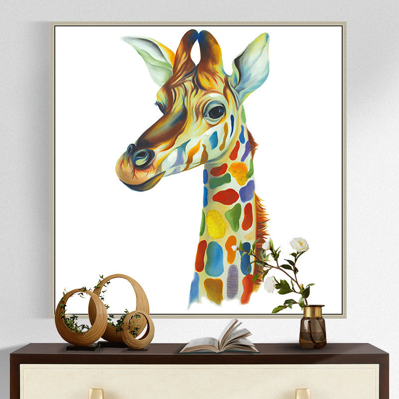 手绘儿童卧室装饰画可爱卡通生肖动物挂画青蛙油画