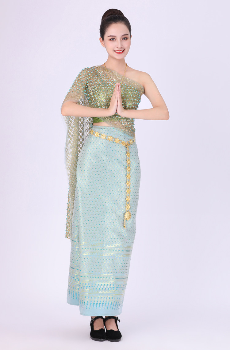 鞠婧明星网红同款西双版纳旅游傣服民族服装装钉民族服装