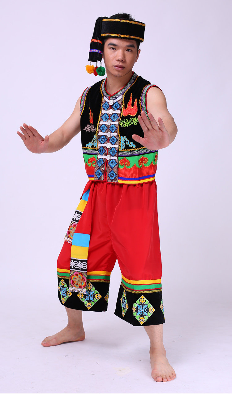 昆明发货 精品云南成人佤族男舞蹈装澜沧江临沧源西盟孟连佤族203