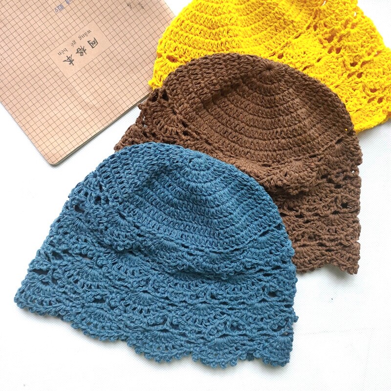 棉线h020民族风包头扇形复古帽子钩针手工毛线diy编织材料包