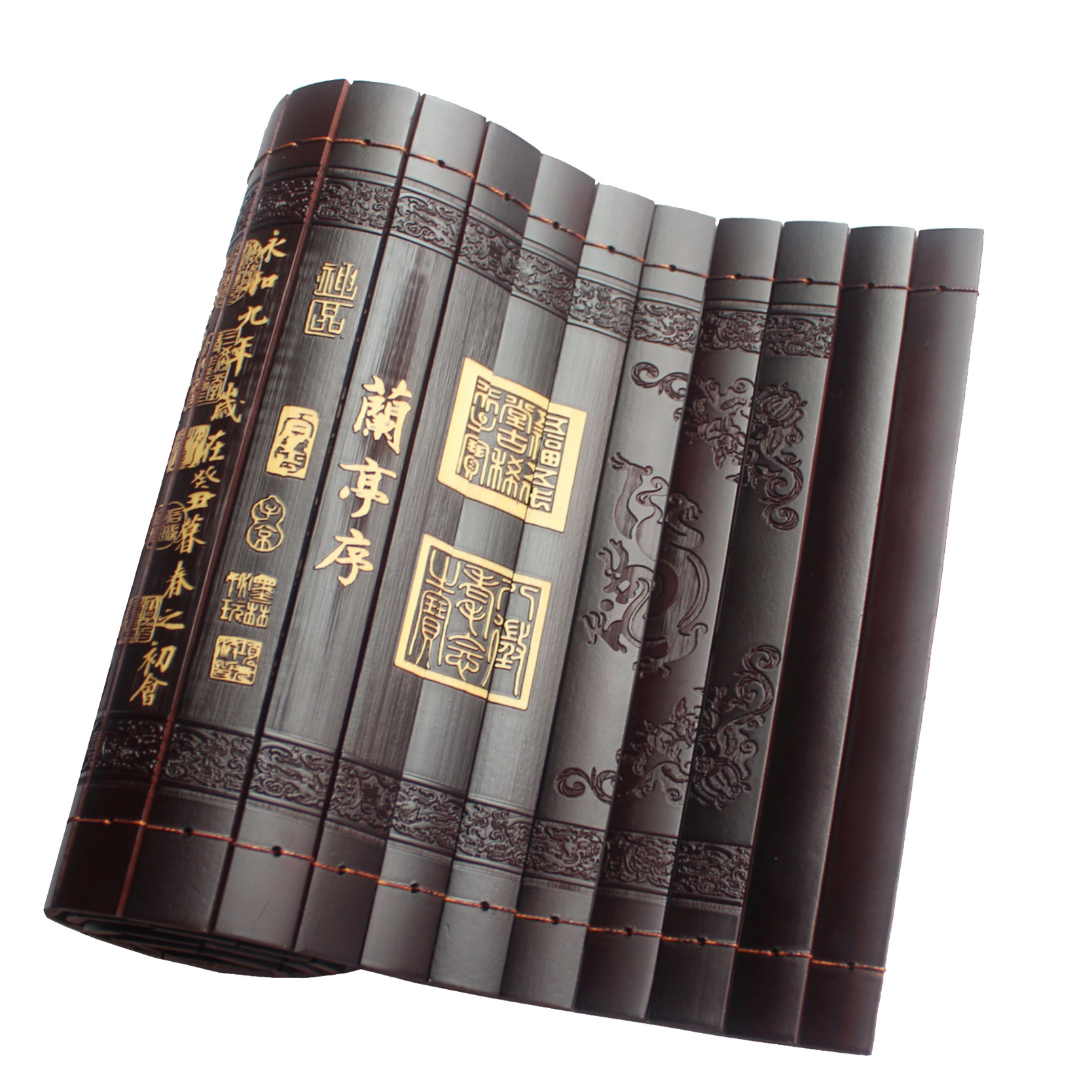 竹书兰亭序书法真迹竹简古书竹雕竹简字画文化旅游产品竹板雕刻