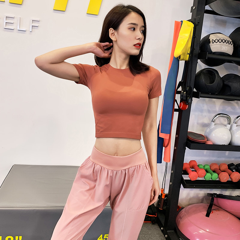 短款性感露脐紧身衣瑜珈速干运动修身跑步健身服健身衣