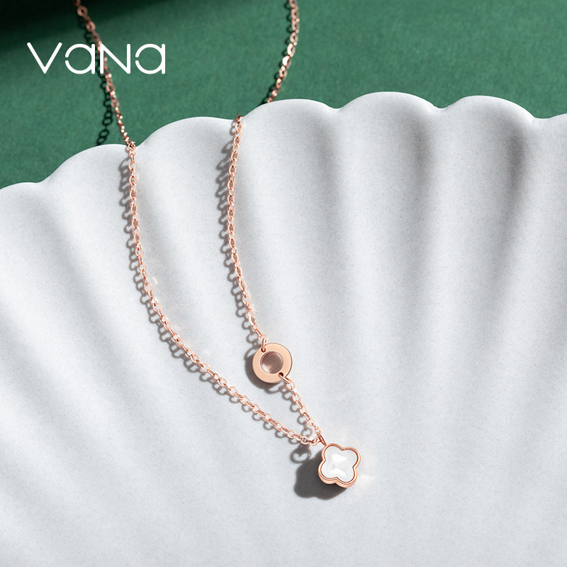 vana四叶草项链2022年新款18k金白贝母锁骨轻奢项链