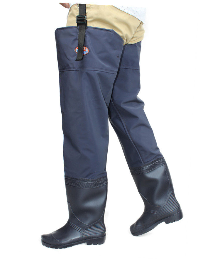 松紧齐腰下水连体雨裤钓鱼连鞋裤男雨鞋涉水鞋插秧靴过膝超高雨鞋