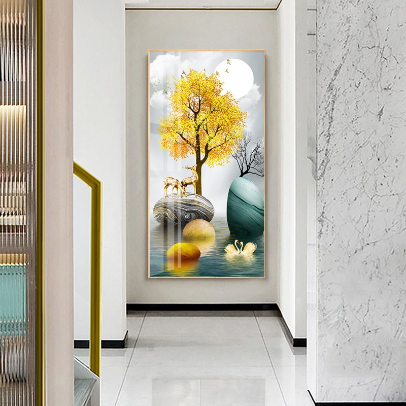 入户玄关装饰画过道壁画竖版走廊尽头挂画现代简约现代装饰画