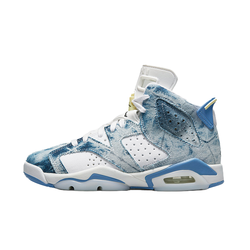 现货运动家airjordanaj6水洗丹宁白蓝篮球球鞋dm9045-100篮球鞋