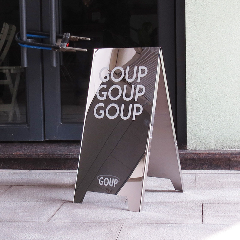 门口镜面不锈钢落地户外广告牌子展示架招牌立式营业广告牌