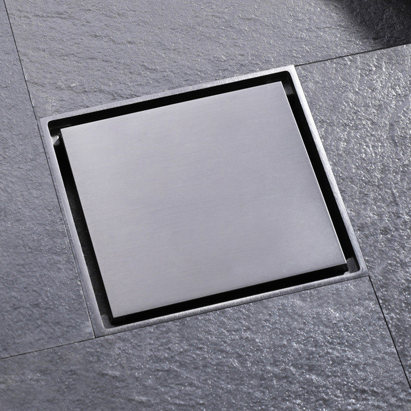 地漏德国拉丝灰色全铜隐形排水家用卫生间阳台地漏