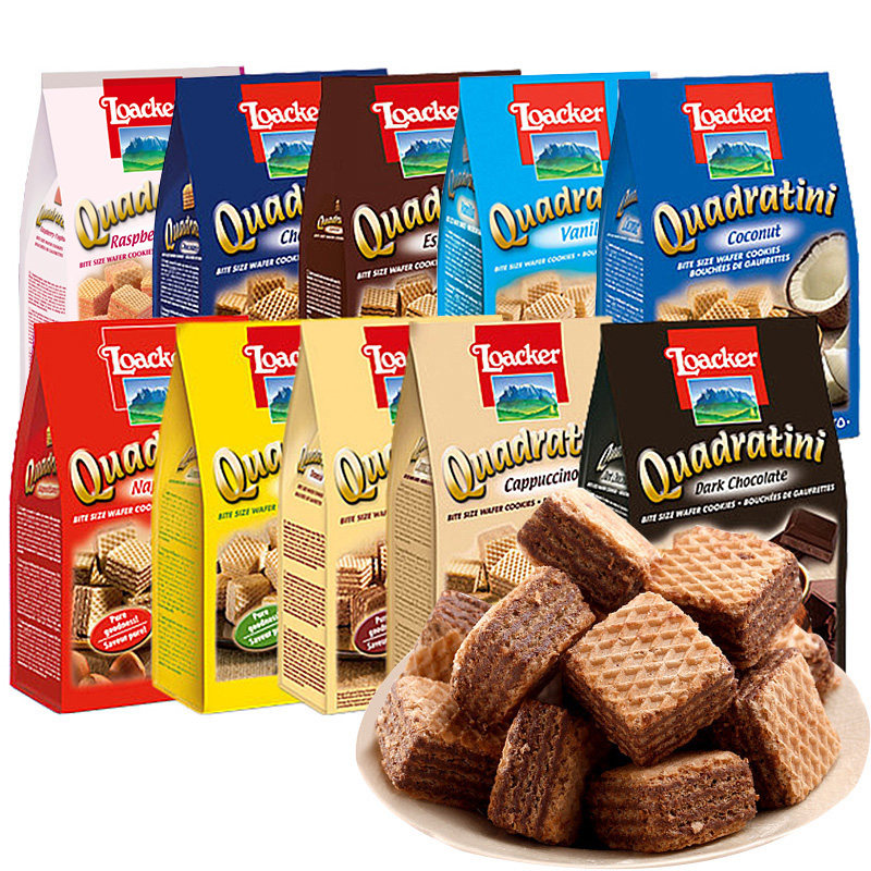 意大利原装进口loacker/莱家粒粒装威化饼饼干巧克力味125g 包装