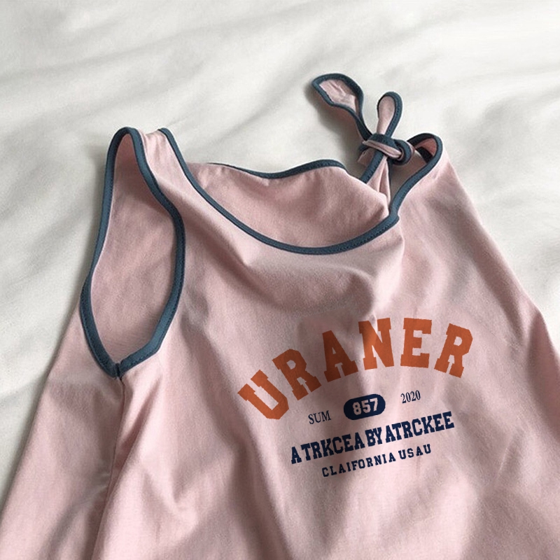 日系古着感ins超火小心机夏季2021新款吊带背心女无袖复古上衣潮