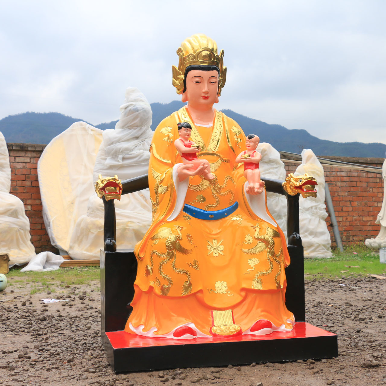 娘娘13米送子神像16米送生注生金花夫人树脂摆件