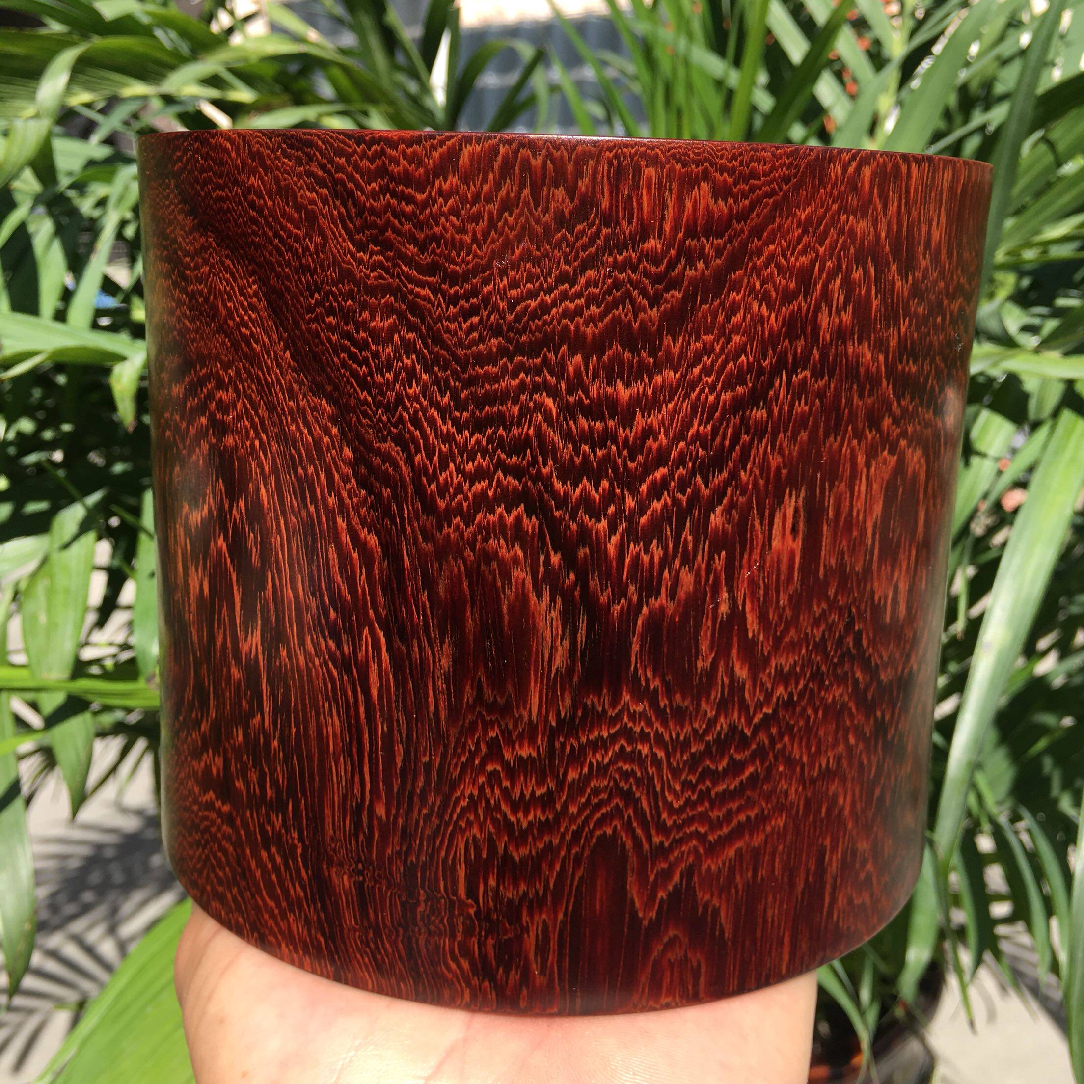 笔筒红木缅甸酸枝办公室茶桌收纳鬼脸山笔筒