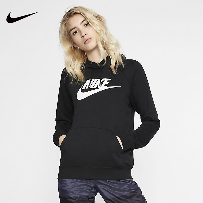 nike耐克2021新款女子运动休闲连帽粉色卫衣套头运动卫衣
