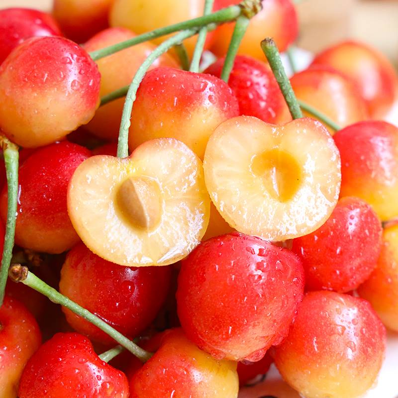 现摘山东烟台黄水晶黄蜜雷尼国产国产车车厘子樱桃车厘子