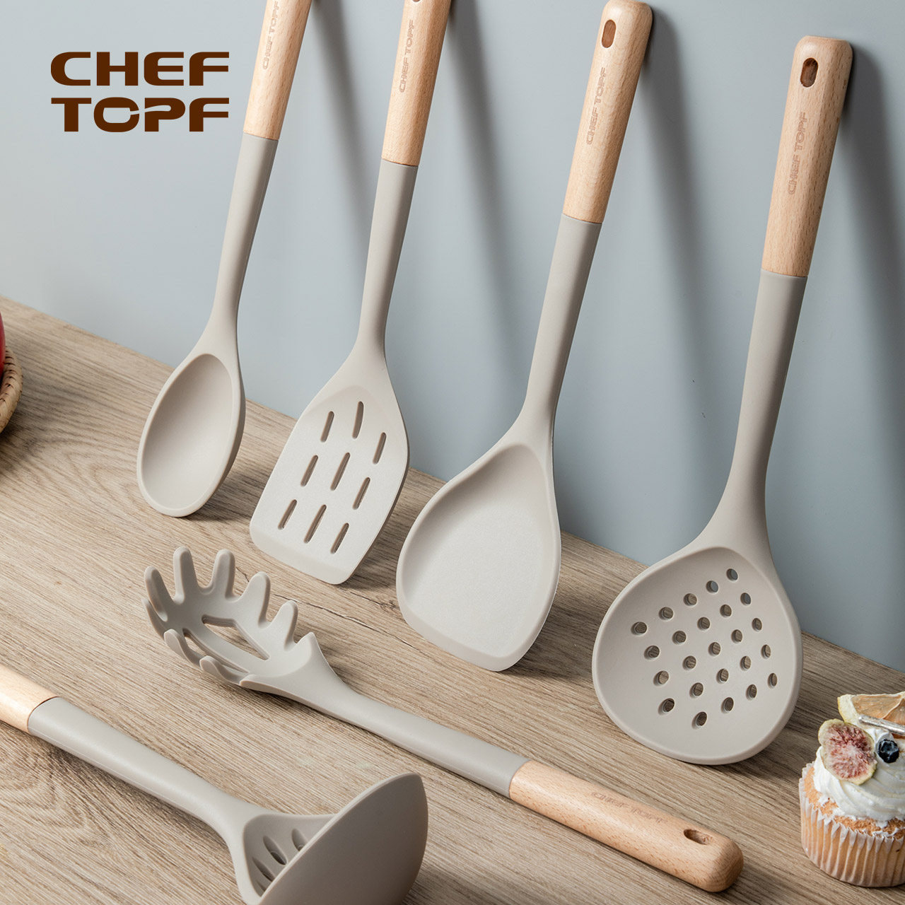 cheftopf不粘锅专用铲子家用硅胶厨具长柄锅铲汤勺锅铲