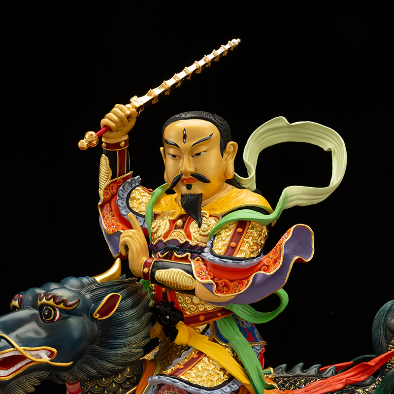纯铜供奉客厅雷神祖师雷祖师鎏金雷公神像天尊摆件