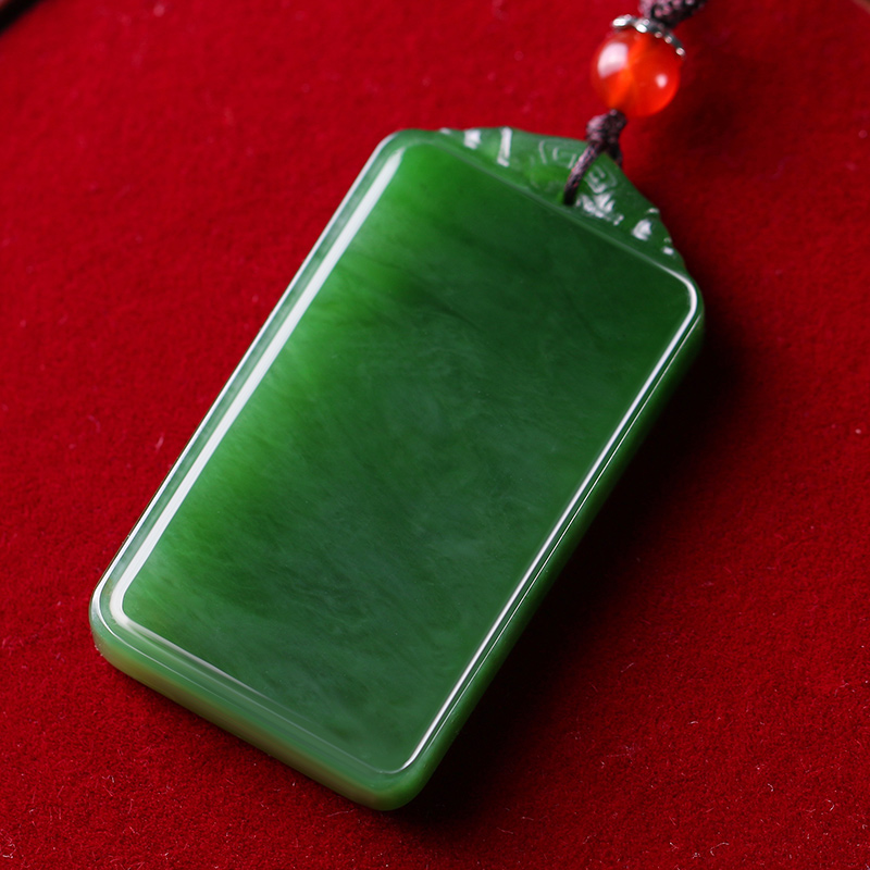 美脂和田碧玉平安无事牌男女款天然玉牌颈饰