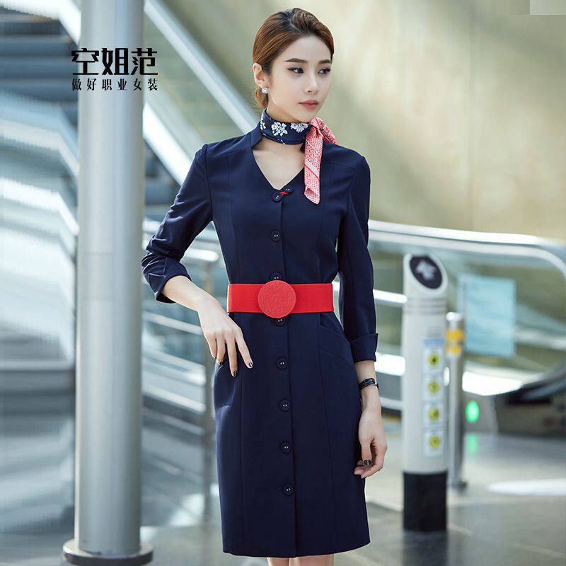 2020东航空姐制服春夏高端职业套装女空职业装连衣裙职业女裙套装