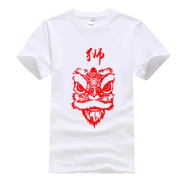 定制醒狮短袖中国传统文化舞狮狮头龙狮衣服开业典礼t恤
