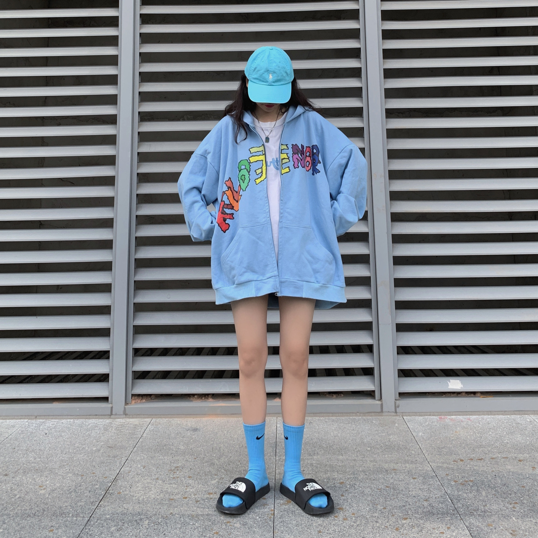 【KLDINOR线上】彩虹字母拉链帽衫甜甜圈白云喷漆云朵潮牌开衫秋