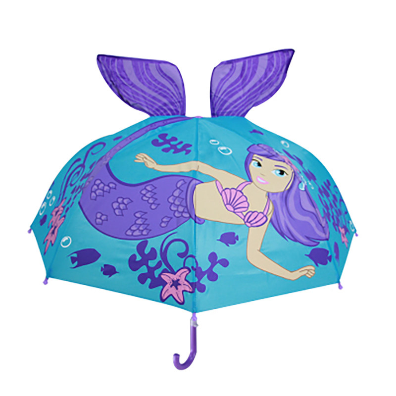 新款香港儿童美人鱼3d雨伞女童人鱼公主卡通日本儿童雨伞