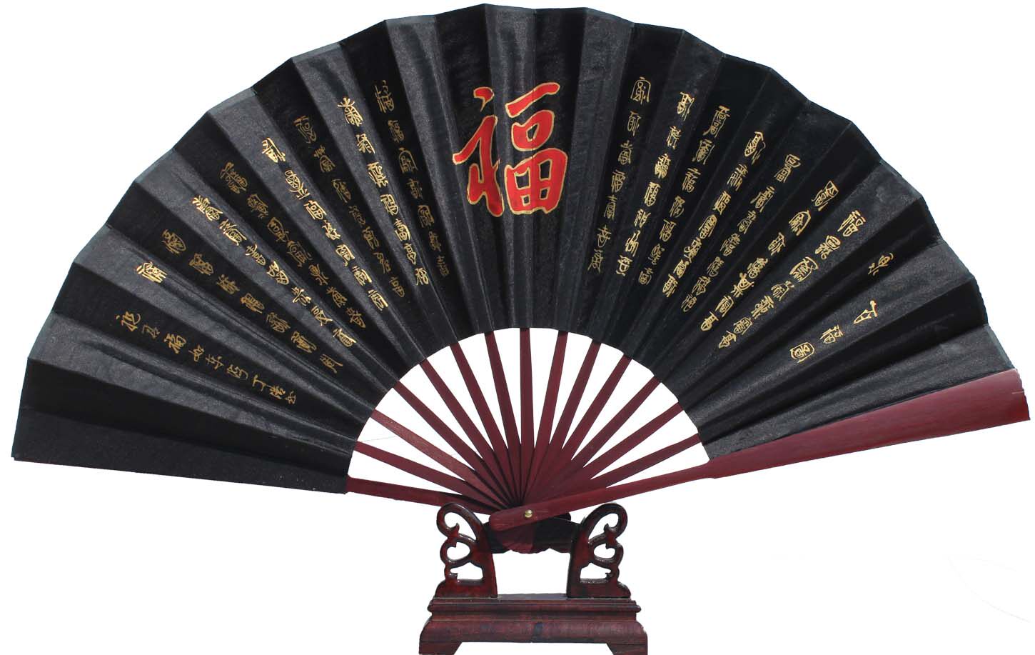 扇子仙宝手书百福百寿绢面折祝寿礼品老人寿礼工艺扇