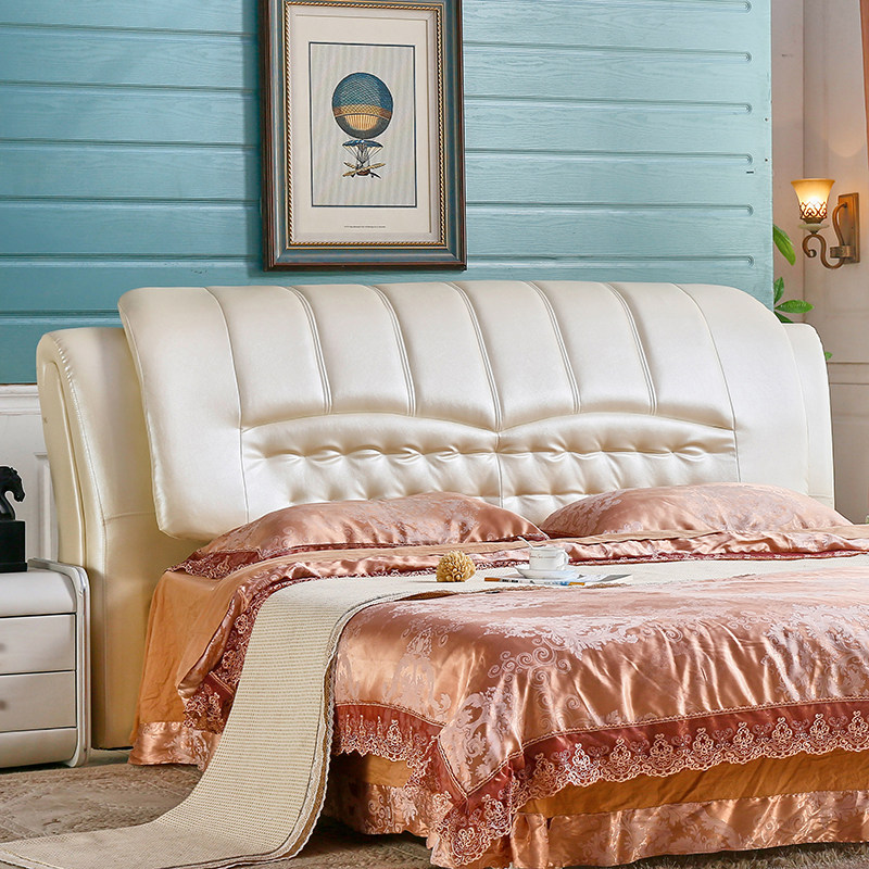 床头床头板软包欧式双人床18米简约现代皮艺靠背床架