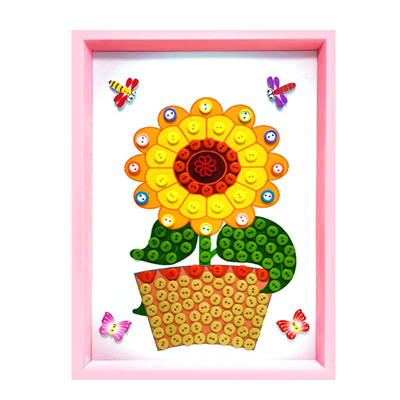 六一儿童节纽扣贴画手工diy制作幼儿园亲子作品孩子手工创意粘贴类