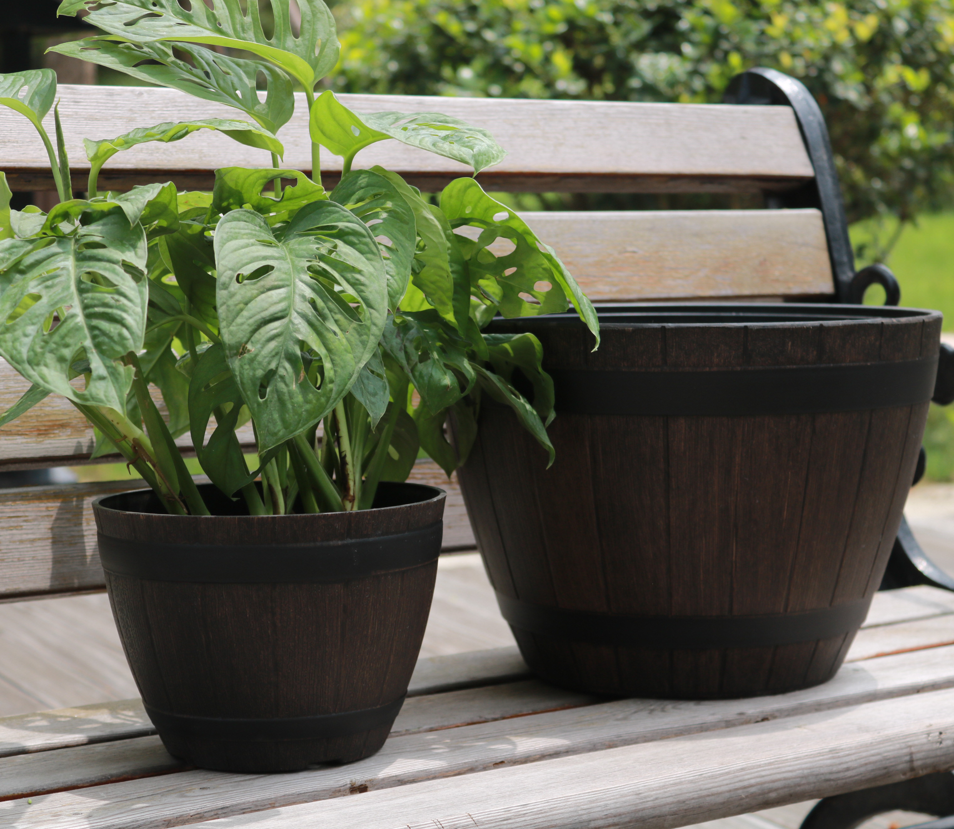 花盆小熊花园环球出口仿木木桶啤酒酒桶大号花盆