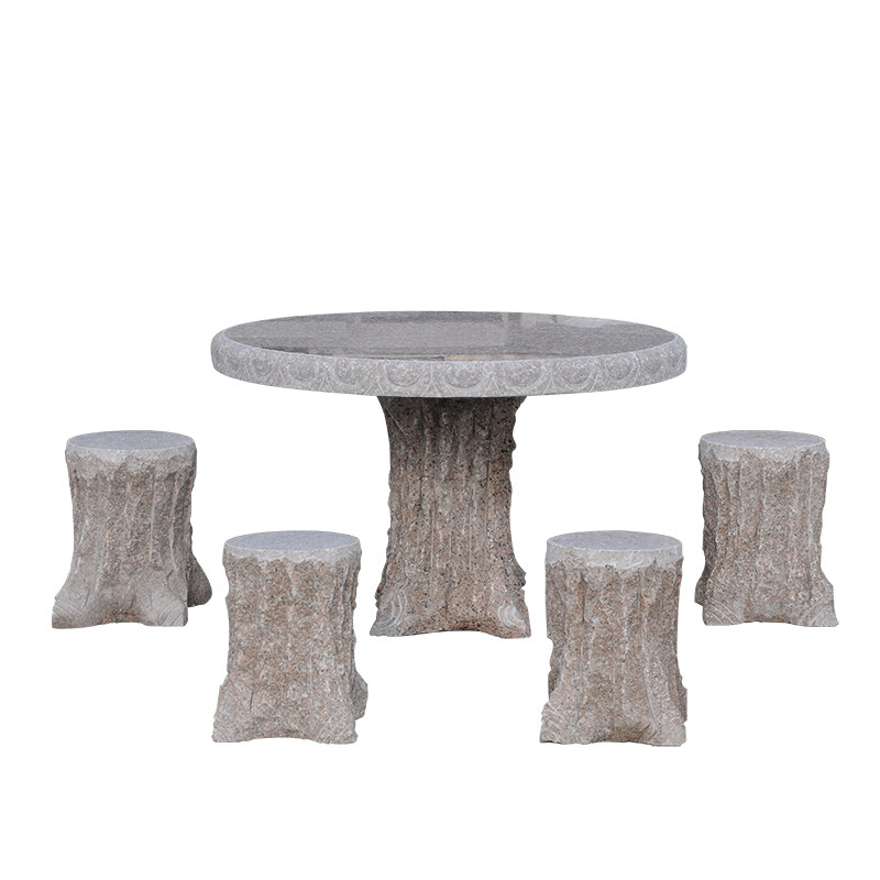 大理石石桌椅圆桌石台新品花岗岩大理石树桩石桌石凳庭院包邮