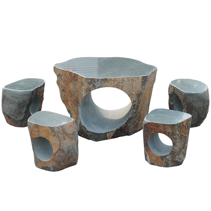 整石桌石凳鹅卵石头桌椅凳子自然石户外庭院广场公园石雕摆件装饰