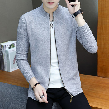 2021 Spring and Autumn Sweater Men's Knitted Cardigan New Style Korean Slim Thin Trendy Sweater Jacket for Men