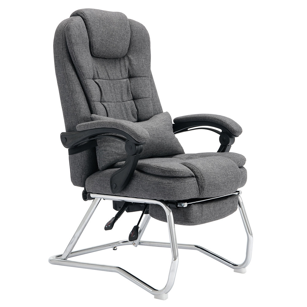 家用电脑椅胖子午休可躺布艺老板椅牛皮躺椅四脚麻将弓形办公椅子