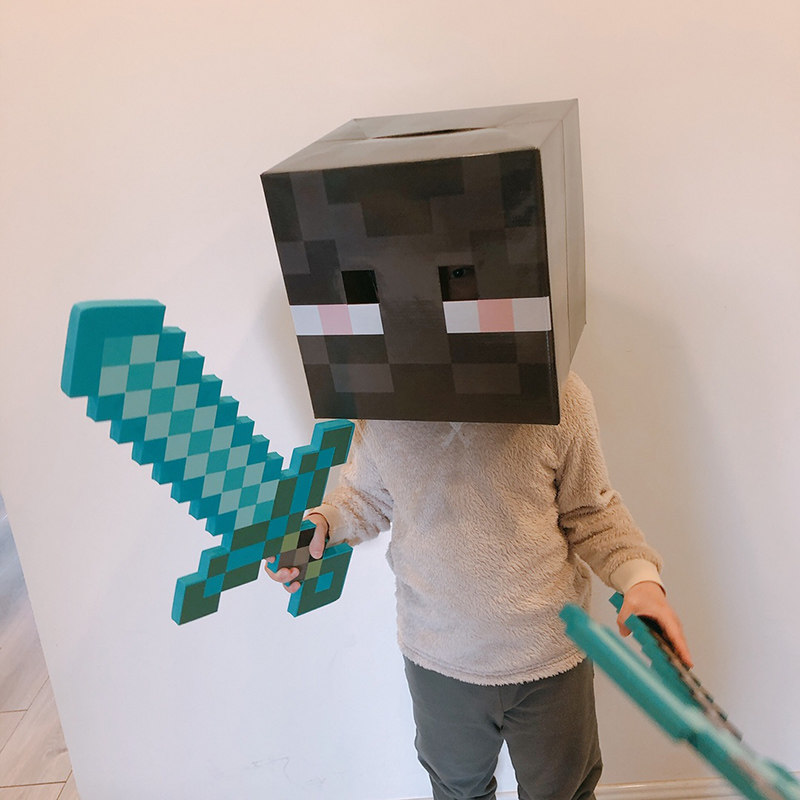 我的世界周边周边游游戏泡沫钻石剑镐枪史蒂夫头套游戏