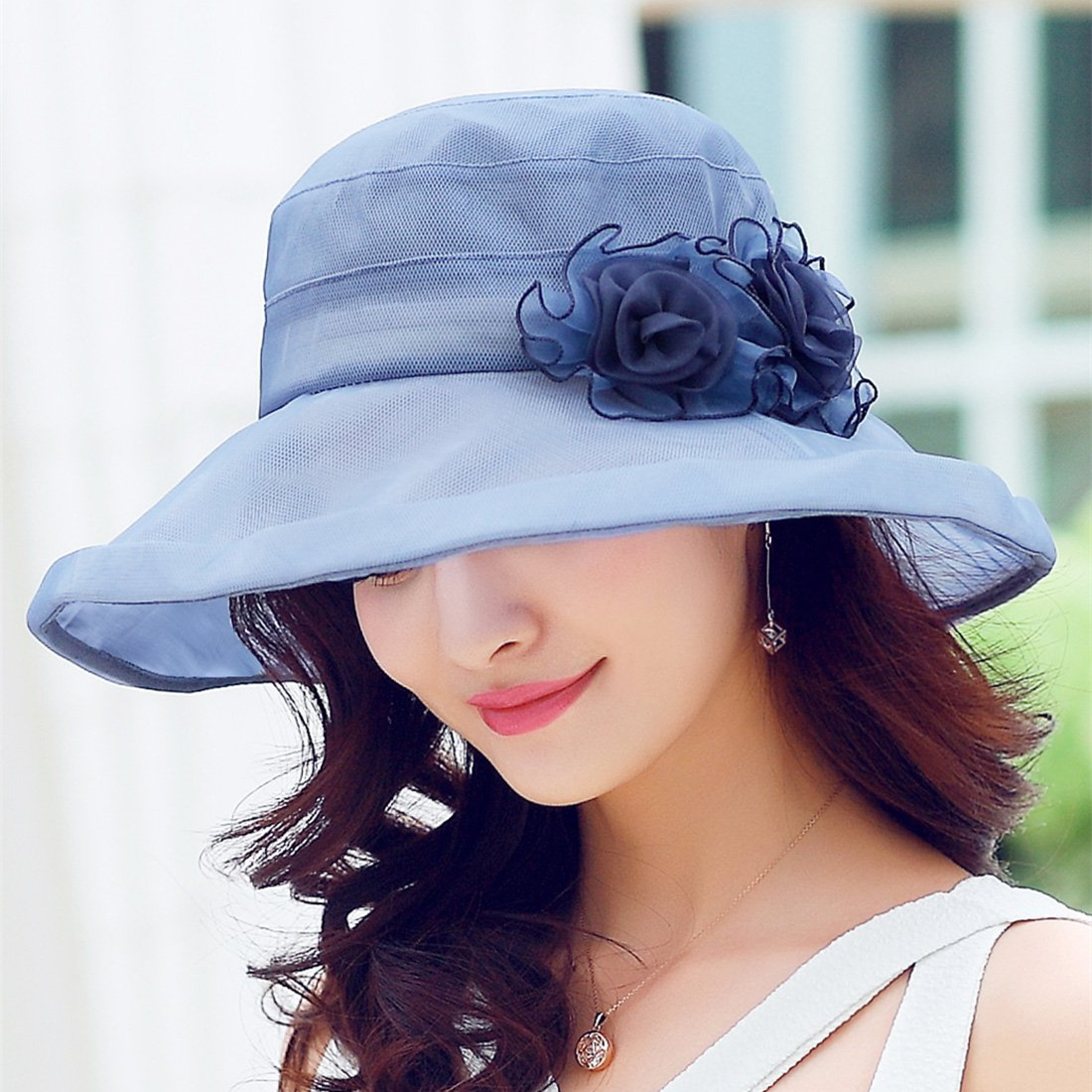 桑蚕丝凉帽女士帽子防紫外线夏季太阳帽女真丝防晒帽时尚潮遮阳帽