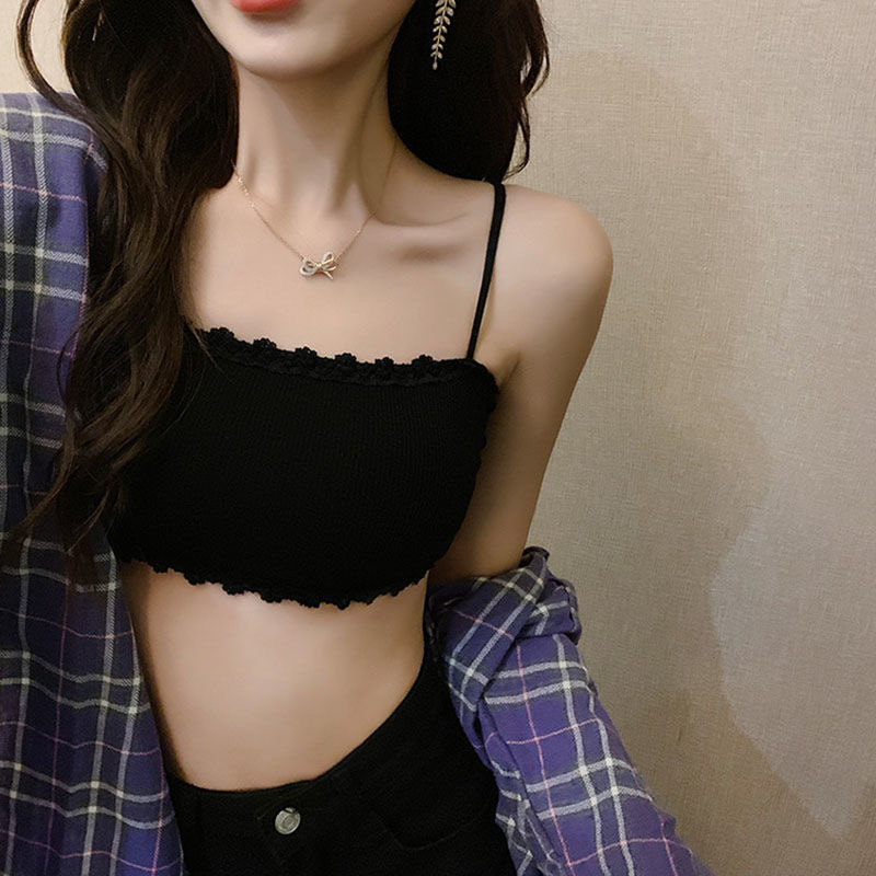 纯棉少女文胸蕾丝背心女学生吊带内衣发育期初抹胸