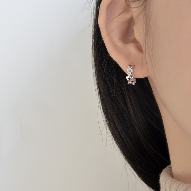 无怯小花花朵耳扣纯银过敏女生耳环气质百搭耳环