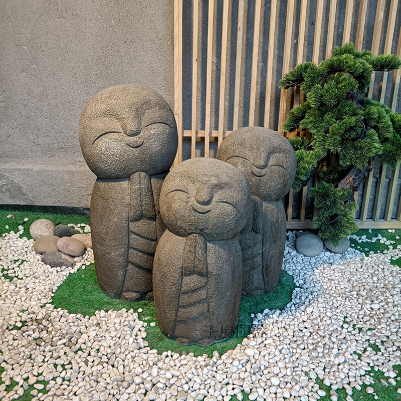 石头小和尚日式庭院小沙良缘地藏花园景观户外石雕