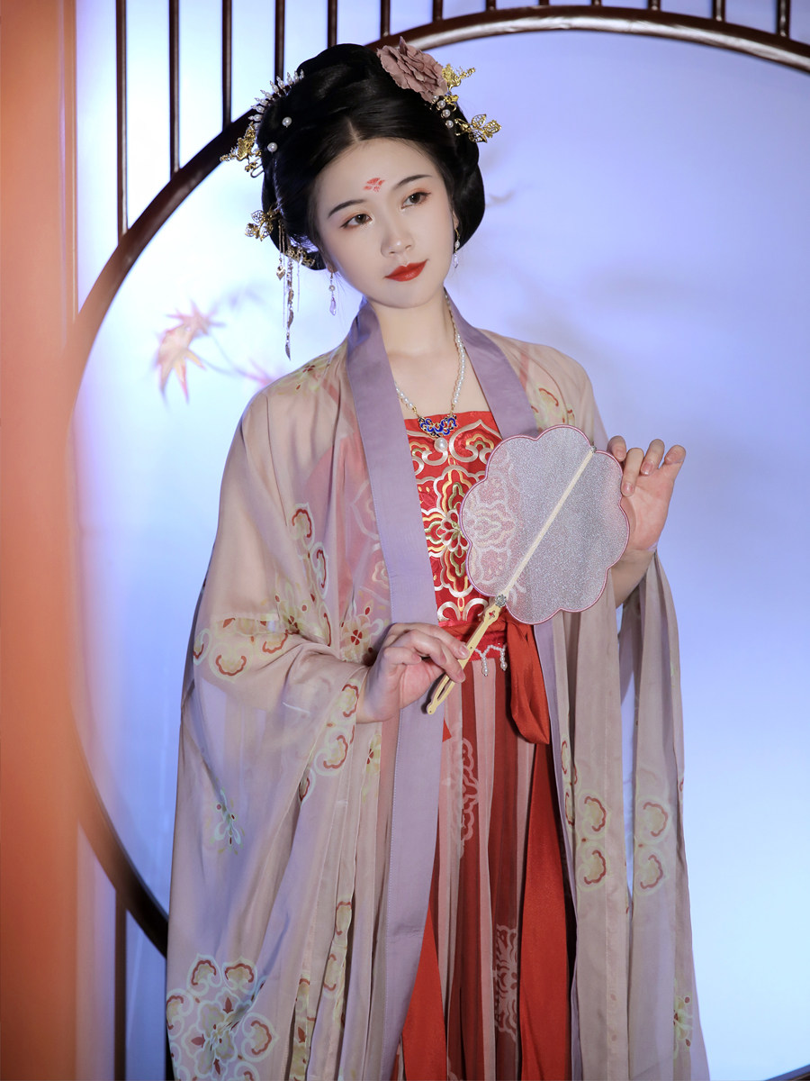 子爵秋色越人唐制原创汉服女秋季唐风刺绣诃子裙大汉服