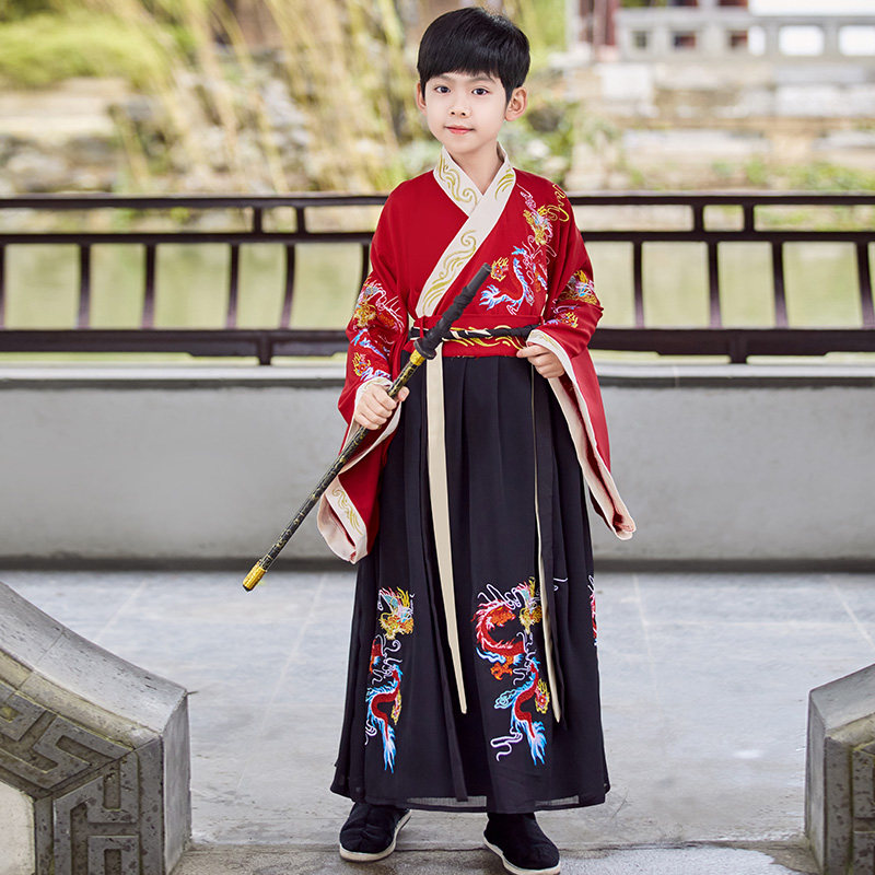 汉服男童新款国学少爷公子古装儿童帅气演出服唐装