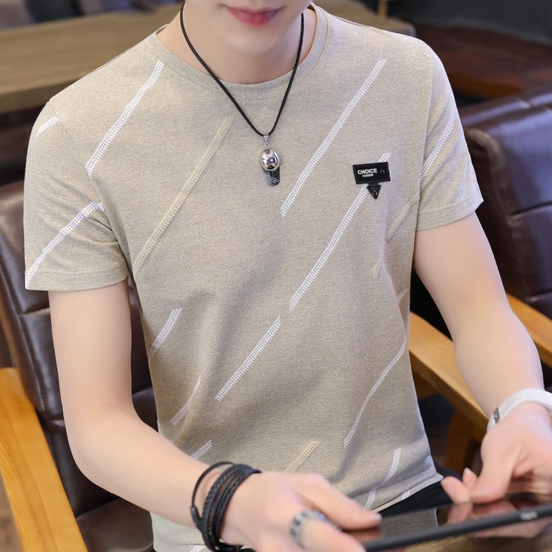 男士冰丝短袖T恤2022丅恤新款圆领韩版潮流夏季体桖夏装半袖衣服