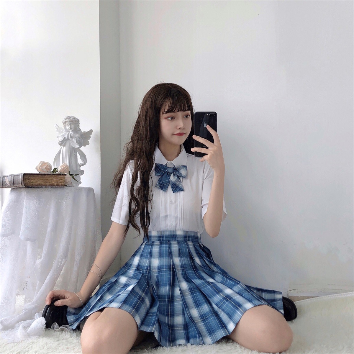 日系学院jk格子短裙伪娘大码半身百搭男扮女装半身裙