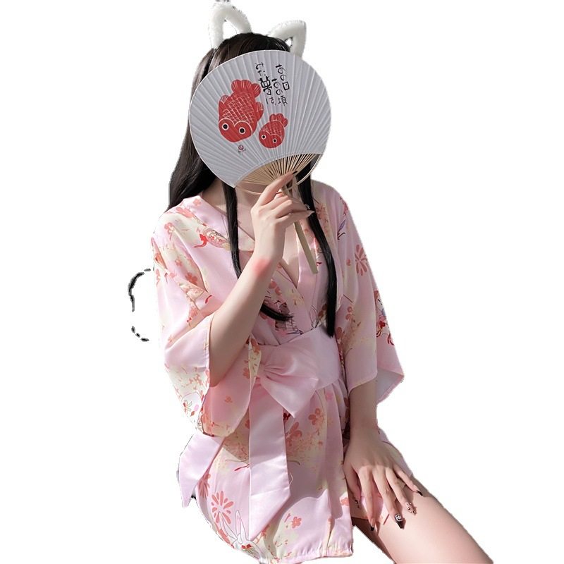 日系印花和服cd变装伪娘睡裙连体衣套装夜店睡衣