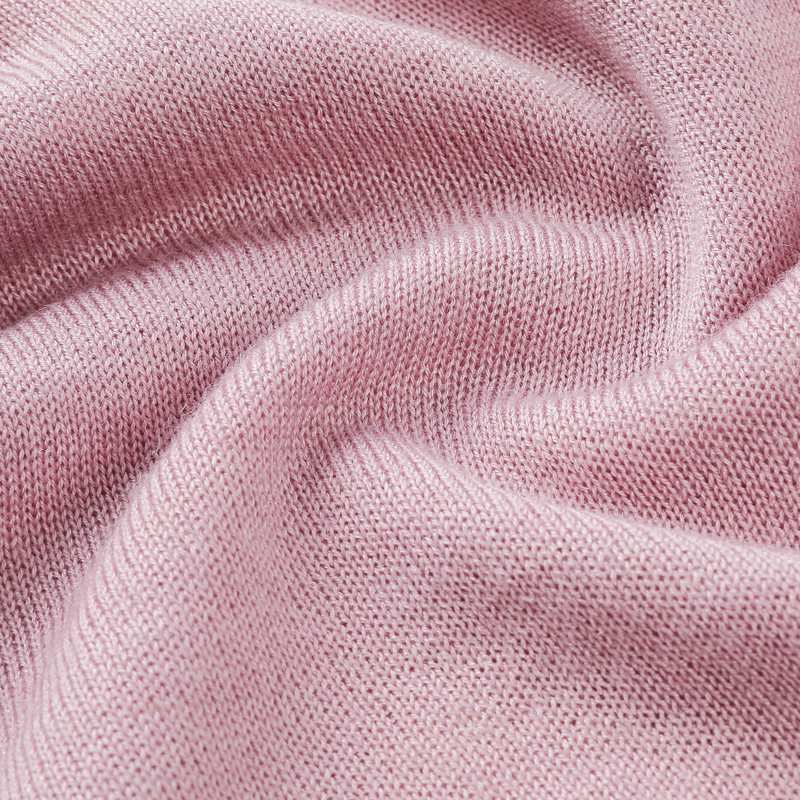 拼接打底长袖香芋粉色圆领针织衫套头上衣白翎毛针织衫