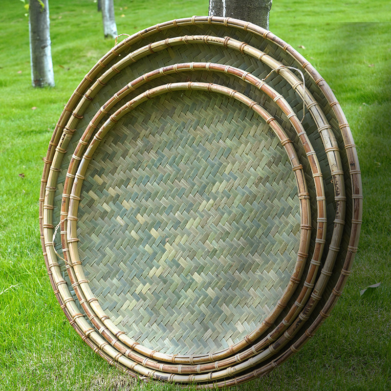 大簸箕头层皮筛子凉晒收纳竹编