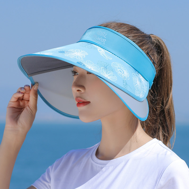 加硬帽檐拉板空顶帽夏季大沿遮脸防晒遮阳防紫外线帽子